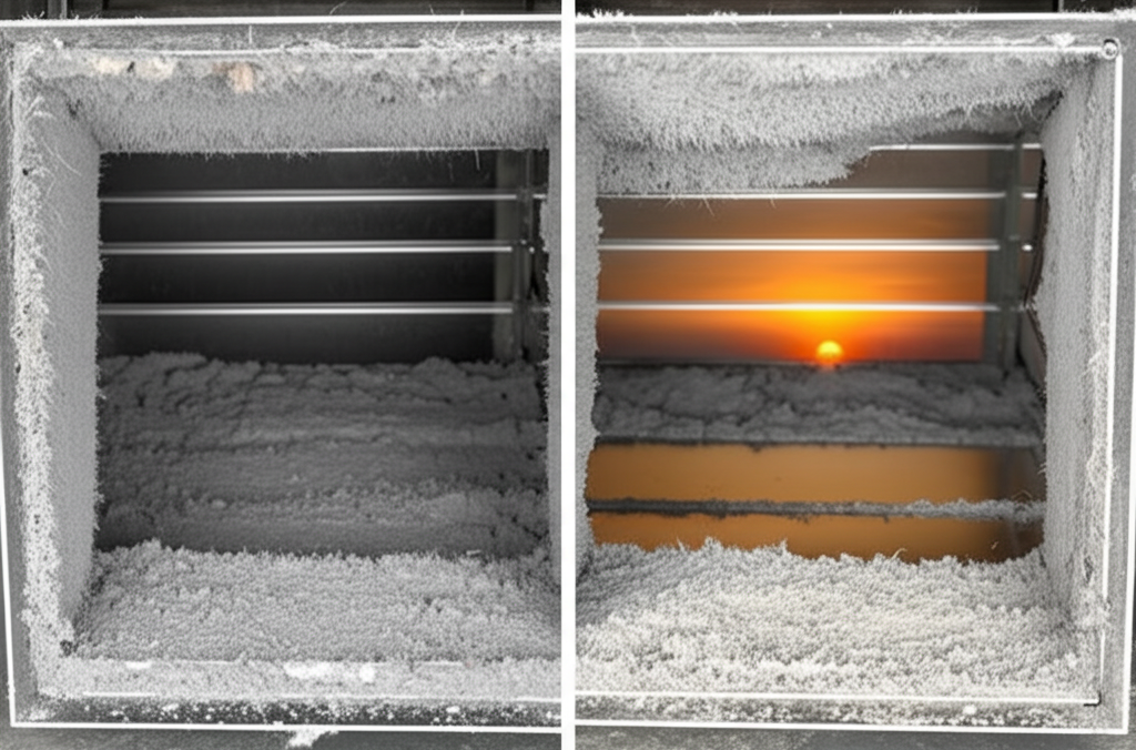 Before and after air duct cleaning